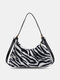 Women Fashion Plush Animal Print Leopard Tote Shouler Bag Handbag - Zebra