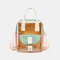 Women Transparent Patchwork Waterproof Backpack School Bag - Green1