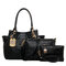 Women Stylish Alligator Pattern 3PCS Handbag Crossbody Bags Clutch Bags - Black