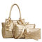Women Stylish Alligator Pattern 3PCS Handbag Crossbody Bags Clutch Bags - Gold