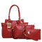 Women Stylish Alligator Pattern 3PCS Handbag Crossbody Bags Clutch Bags - Red