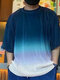 T-shirt da uomo a mezza manica sfumata tie-dye - blu