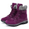 LOSTISY Large Size Women Hook Loop Outdoor Mid Calf Warm Suede Boots - Purple