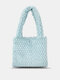 Women Fashion Dacron Plush Solid Color Durable Winter Hangbag - Blue