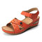 LOSTISY Stitching Cross Strap Hook Loop Lightweight Summer Casual Sandals - Orange