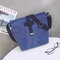 Women Canvas Vintage Large Capacity Shoulder Bag Crossbody Bag - Dark Blue