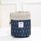 Oxford Cloth Travel Cosmetic Organizer Color Cylinder Drawstring Cosmetic Bag - Navy Blue