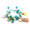 Bracelets de perles turquoises naturelles turquoises Feuille de coquille Arbre de vie Charmes Bracelets de gland perlé - blanc bleu