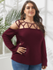Off Shoulder Long Sleeve Plus Size Sexy Blouse for Women - Wine Red