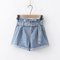 High waist  belt  Loose Casual Denim shorts - Blue