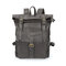 Men Women PU Leather Vintage Large Captial Backpack Laptop bags School Bag Shoulder Bags - Grey