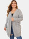 Solid Color V-neck Knit Casual Plus Size Cardigan - Grey