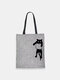 Women Cat Pattern Pringting Handbag Shoulder Bag Tote - Gray