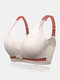 Women Contrast Patchwork Bowknot Full Cup Wireless Thin Breathable Back Closure Bra - Pink