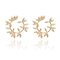 Fashion Metal Hallow Leaves Earrings Vintage Round Ear Stub For Women - Gold