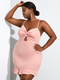 Knotted Sleeveless Straps Plus Size Sexy Ruffle Dress - Pink