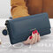 Women Faux Leather Solid Multi-function Long Wallet 9 Card Slots Phone Clutch Bags  - Blue