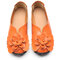 LOSTISY Large Size Flower Leather Comfy Lazy Flats For Women - Orange