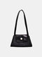 Women Crocodile Pattern Pearl Shoulder Bag - Black