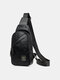 Menico Men Artificial Leather Vintage Outdoor Casual Waterproof One Shoulder Messenger Bag Chest Bag - Black