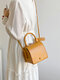 Women's PU Large Capacity Fashion Shoulder Bag Korean Minority Student Handbag Square Crossbody Bag - Yellow