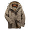 Mens Winter Windproof Multi Pockets Zipper Thicken Loose Comfy Warm Jacket - Khaki