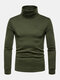 Mens Solid Chest Button Detail High Neck Basics Long Sleeve Bottoming T-Shirts - Army Green