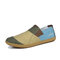 Men Canvas Color Blocking Soft Sole Slip On Casual Shoes - Brown