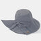 Stripe Beach Sun Hat  Cotton Wide Brim Hat For Women Elegant Multipurpose Foldable Anti-UV Cap For Lady - Black