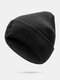 Unisex Knitted Skull Pattern Embroidery Fashion Warmth Brimless Beanie Hat - Black