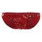 Mens Breathable Cotton Sexy Printed Low Waist Brief - Wine Red