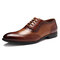 Men Stylish Color Blocking Brogue Oxfords Lace Up Formal Shoes - Brown