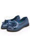 Socofy Couro Genuíno Feito à Mão Soft Sola Rosa Enfeitada com Sapatos de Condução Confortáveis - azul