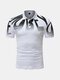 Mens Summer Letter Printed Slim Fit Business Casual Golf Shirt - White