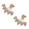 Sweet Flower Earrings Gold Silver Full Rhinestones Ear Stud Jacket Accessories Double Sided Earrings - Gold