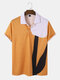 Men Irregular Colorblock Contrast Business Work Polos Shirts - Yellow