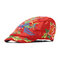 Women Embroidery National Style Sun Hat Vintage Breathable Adjustable Beret Cap - Red
