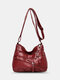 Women Vintage PU Leather Large Capacity Anti-theft Casual Crossbody Bags Shoulder Bag - Red