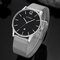 Relojes de lujo CORREN para hombre, reloj de pulsera ultrafino de acero inoxidable, relojes de cuarzo de negocios - Plata + negro