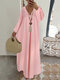 Кружево крючком V-образный вырез, длинный рукав Plus Размер макси Платье - Розовый
