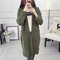 Pocket Wild Sweater Coat Long Section Loose Thick Knit Cardigan - Green