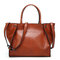 Women Retro PU Leather Handbag Large Capacity Shoulder Bags - Brown