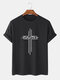 Mens 100% Cotton Printed Breathable Casual O-Neck Short Sleeve T-shirts - Black