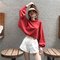 New Top Fashion Chic Hurricane Loose Loose Belly Navel Short Sweater Female Tide - Red