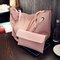 Women Large Capacity 2Pcs Handbags PU Leather Shoulder Bag Crossbody Bag - Pink 1