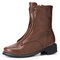 Men Vintage Comfort Square Toe Mid-calf Western Boots - Brown