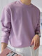 Mens Casual Solid Color Long-sleeved T-Shirts - Purple