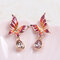 Women's Colorful Gemstone Earrings 18K Gold Enamel Red Butterfly Zirconia Dangle Earrings - Light Purple