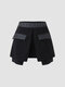 Contrast Color Rivet Decor Slit Stitch Mini Skirt - Black