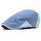 Men Stripe Cotton Ivy Thin Beret Cap Newsboy Adjustable Fashion Comfortable Sun Hat - Blue